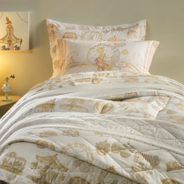 Kit Cobre-Leito Casal Infantil Karsten Vick Dupla Face 100% Algodão Percal 200 Fios c/ Porta Travesseiro (3 Peças)