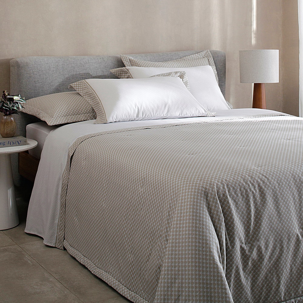 Kit Cobre-Leito Colcha Casal Buddemeyer Percalle Palazzio Dupla Face 100% Algodão Fio Penteado 180 Fios (3 Peças)