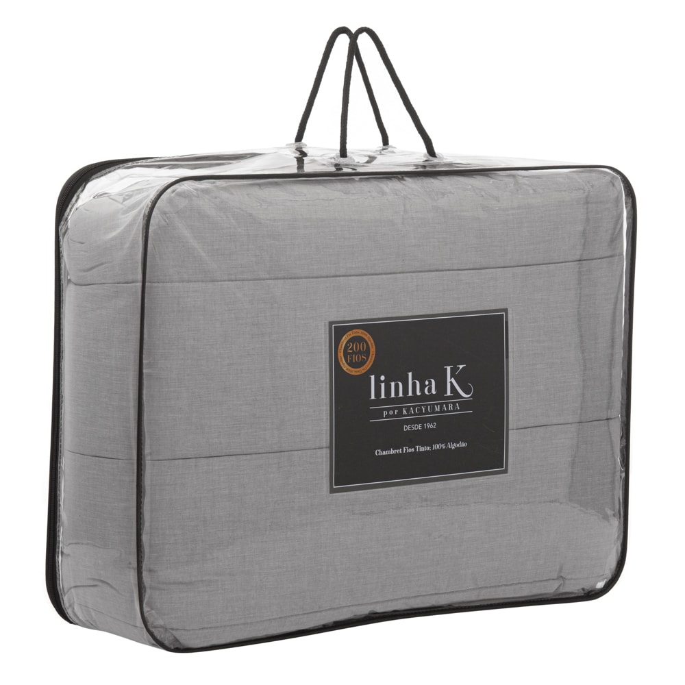 Kit Cobre-Leito Colcha Casal Kacyumara Chambret 100% Algodão Percal 200 Fios (3 Peças)