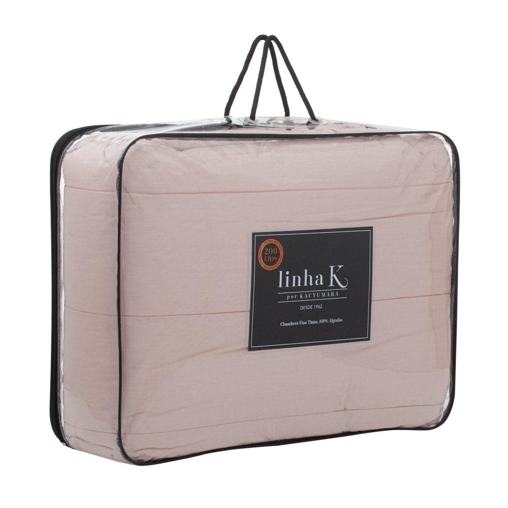 Kit Cobre-Leito Colcha Casal Kacyumara Chambret 100% Algodão Percal 200 Fios (3 Peças)