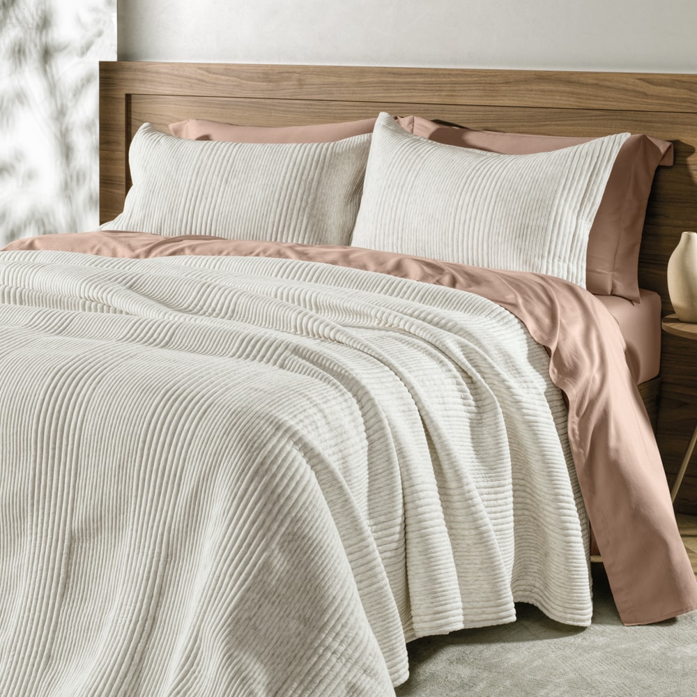 Kit Cobre-Leito Colcha Casal Karsten Dantas Efeito Mescla c/ Porta Travesseiro (3 Peças)