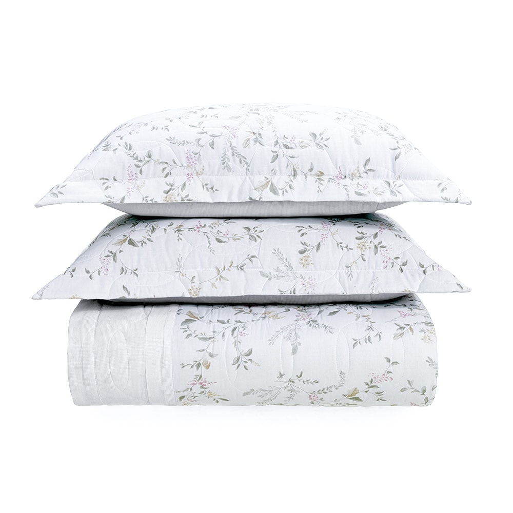 Kit Cobre-Leito Colcha Casal Karsten Natalie Dupla Face 100% Algodão 160 Fios C/ Porta Travesseiro (3 Peças)