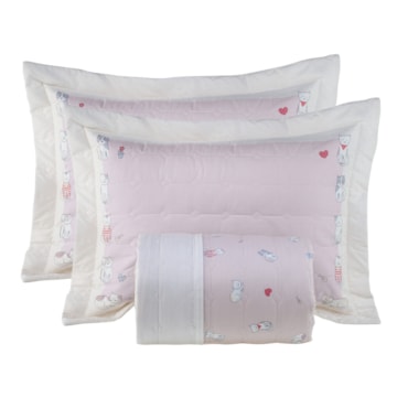 Kit Cobre-Leito Colcha Infantil Casal Kacyumara Vida Bela Luna Dupla Face 100% Algodão Egípcio Percal 200 Fios (3 Peças)