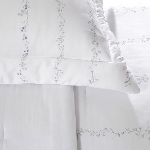 Kit Cobre-Leito Colcha King Size Buddemeyer Bud Vision Blue Daisy 100% Algodão Fio Penteado Cetim 270 Fios (3 Peças)