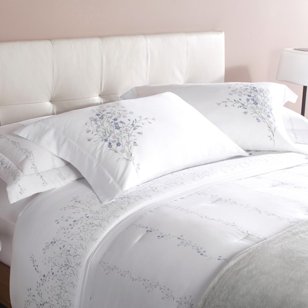 Kit Cobre-Leito Colcha King Size Buddemeyer Bud Vision Blue Daisy 100% Algodão Fio Penteado Cetim 270 Fios (3 Peças)