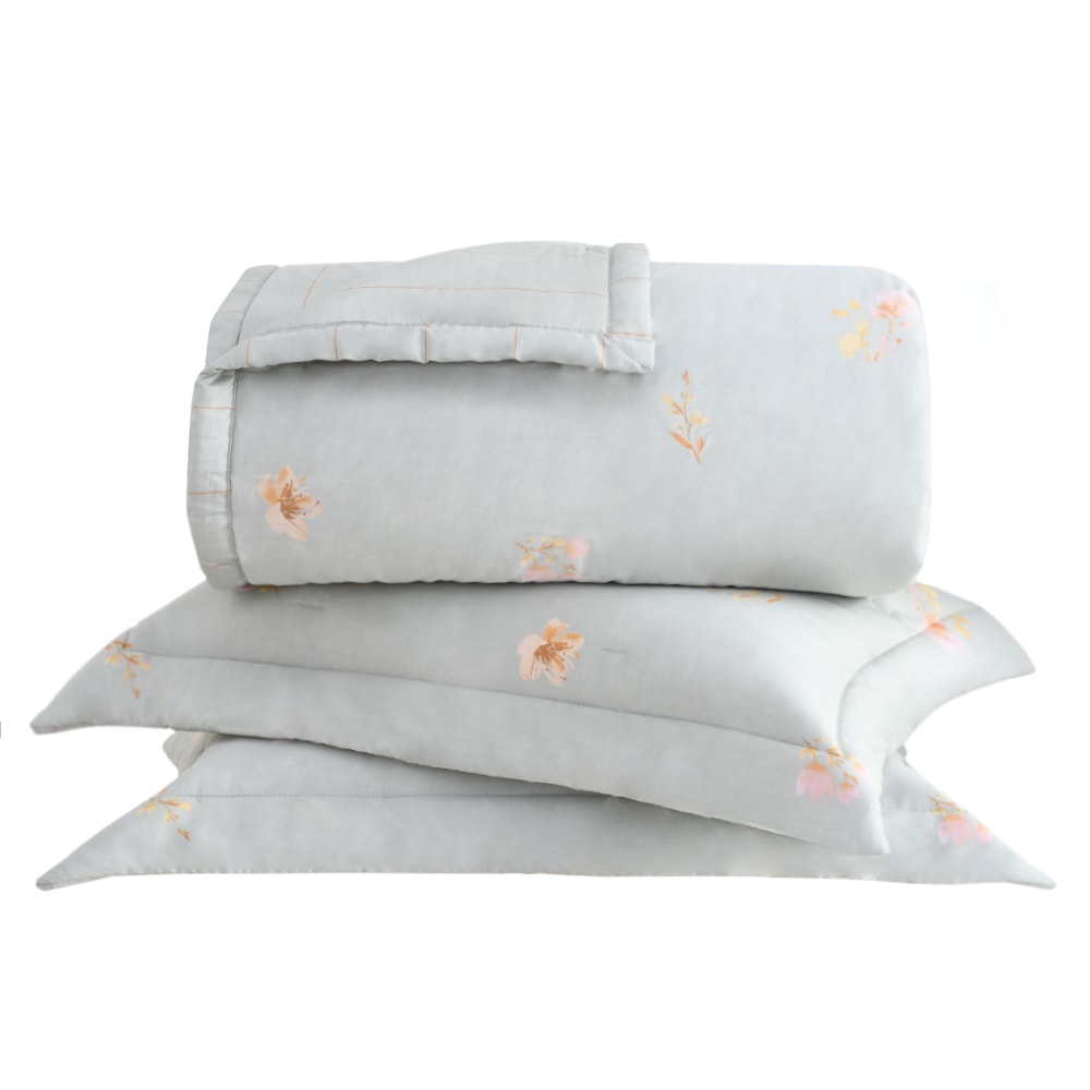 Kit Cobre-Leito Colcha King Size Buddemeyer Bud Vision Flora 100% Algodão Fio Penteado Cetim 270 Fios (3 Peças)
