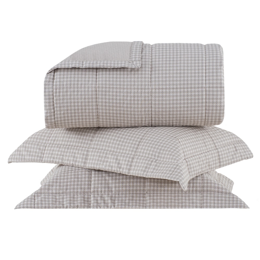 Kit Cobre-Leito Colcha King Size Buddemeyer Gran Percal Bourbon 100% Algodão 200 Fios (3 Peças)