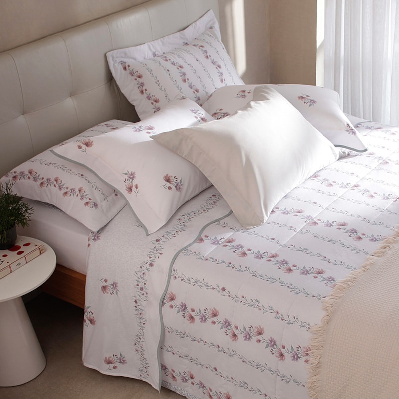 Kit Cobre-Leito Colcha King Size Buddemeyer Gran Percal Donna 100% Alg