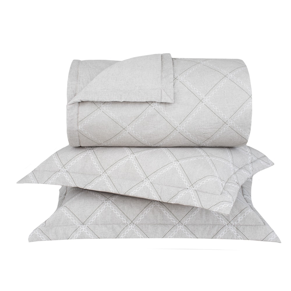 Kit Cobre-Leito Colcha King Size Buddemeyer Percalle Daves Dupla Face 100% Algodão Fio Penteado 180 Fios (3 Peças)