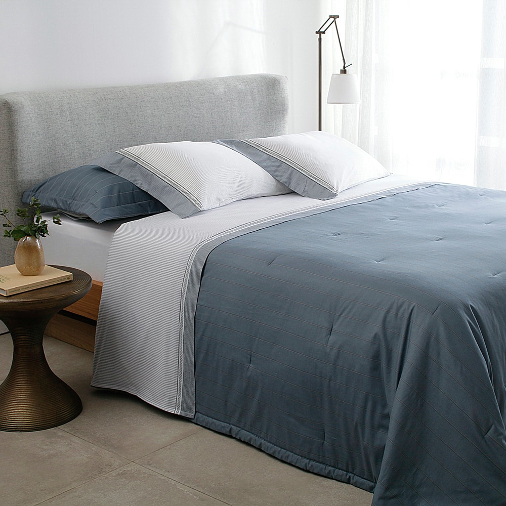 Kit Cobre-Leito Colcha King Size Buddemeyer Percalle Milano Dupla Face 100% Algodão Fio Penteado 180 Fios (3 Peças)