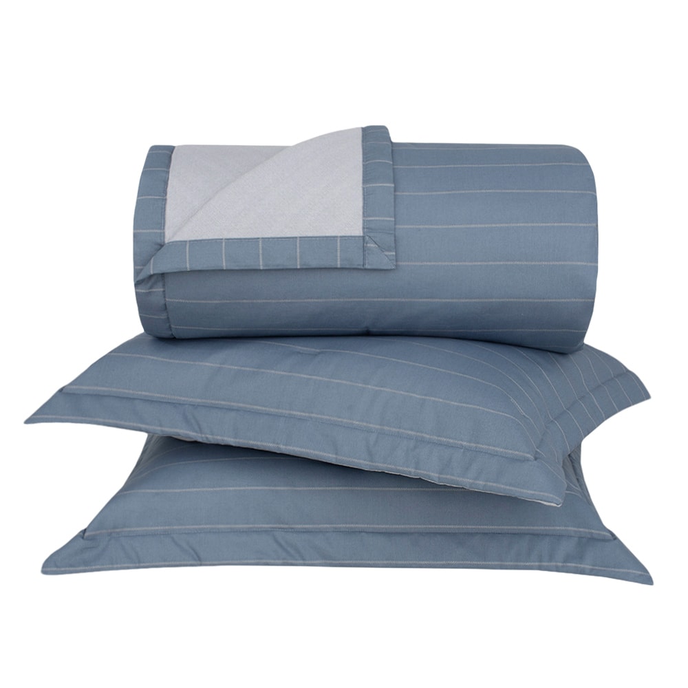 Kit Cobre-Leito Colcha King Size Buddemeyer Percalle Milano Dupla Face 100% Algodão Fio Penteado 180 Fios (3 Peças)