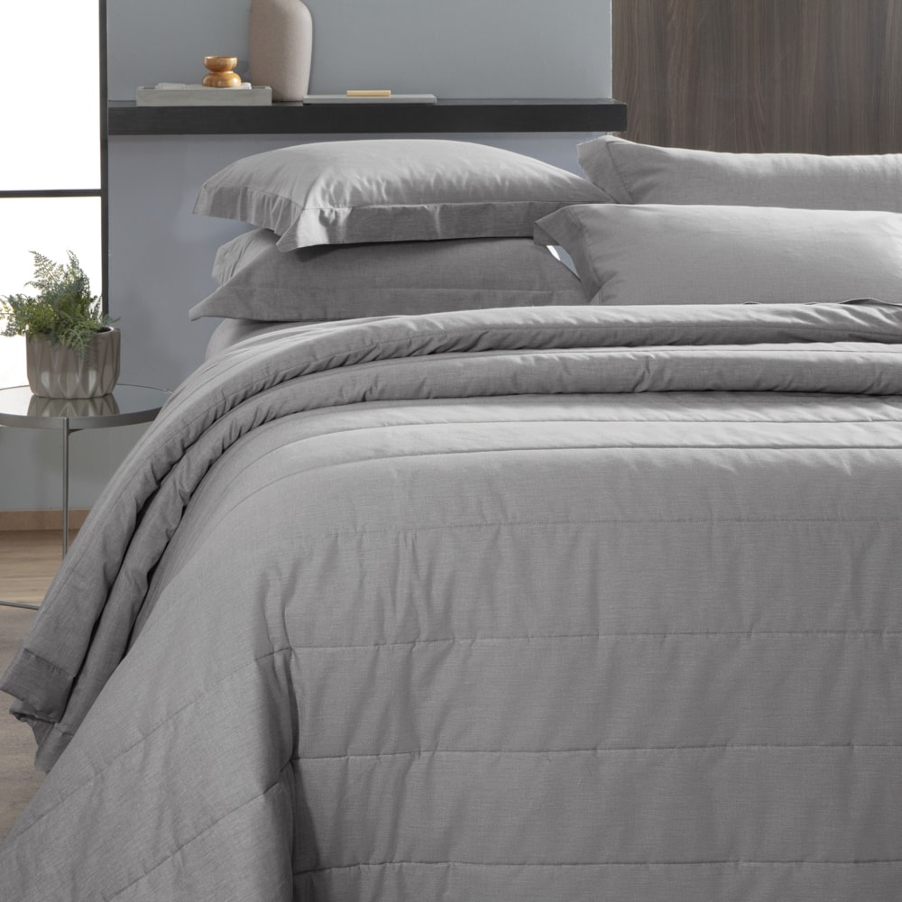 Kit Cobre-Leito Colcha King Size Kacyumara Chambret 100% Algodão Percal 200 Fios (3 Peças)