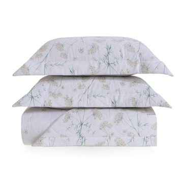 Kit Cobre-Leito Colcha King Size Trussardi Finocchio 100% Algodão Cetim 200 Fios (3 Peças)