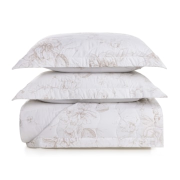 Kit Cobre-Leito Colcha King Size Trussardi Madonnari 100% Algodão Egípcio Cetim 300 Fios (3 Peças)