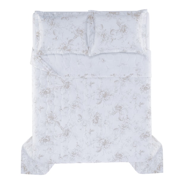 Kit Cobre-Leito Colcha King Size Trussardi Madonnari 100% Algodão Egípcio Cetim 300 Fios (3 Peças)