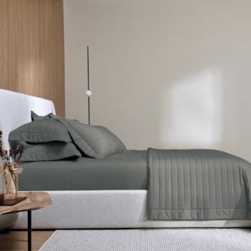 Kit Cobre-Leito Colcha King Size Trussardi Monteleone 100% Algodão Percal 200 Fios (3 Peças)