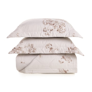 Kit Cobre-Leito Colcha King Size Trussardi Ventaglio 100% Algodão Cetim 200 Fios (3 Peças)