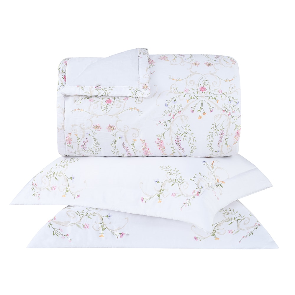 Kit Cobre-Leito Colcha Queen Buddemeyer Bud Vision Giovanella 100% Algodão Fio Penteado Cetim 270 Fios (3 Peças)
