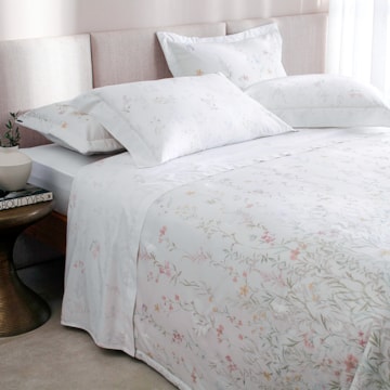 Kit Cobre-Leito Colcha Queen Buddemeyer Percalle Verbena Dupla Face 100% Algodão Fio Penteado 180 Fios (3 Peças)