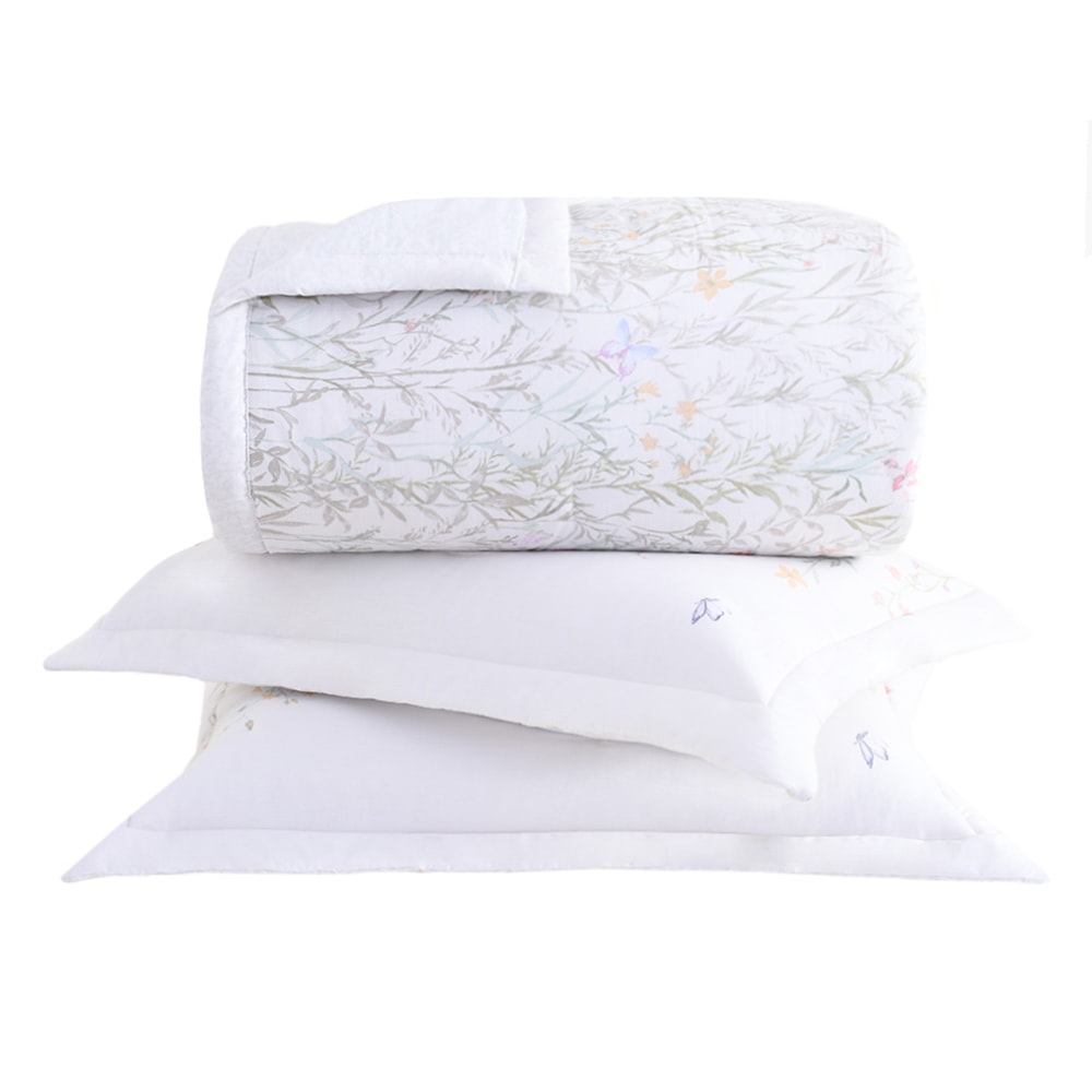 Kit Cobre-Leito Colcha Queen Buddemeyer Percalle Verbena Dupla Face 100% Algodão Fio Penteado 180 Fios (3 Peças)