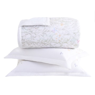 Kit Cobre-Leito Colcha Queen Buddemeyer Percalle Verbena Dupla Face 100% Algodão Fio Penteado 180 Fios (3 Peças)