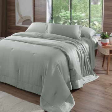 Kit Cobre-Leito Colcha Queen Kacyumara Bali 100% Bambu 400 Fios (3 Peças)