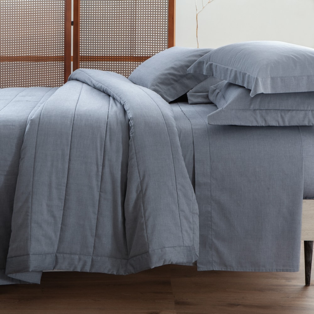 Kit Cobre-Leito Colcha Queen Kacyumara Chambret 100% Algodão Percal 200 Fios (3 Peças)