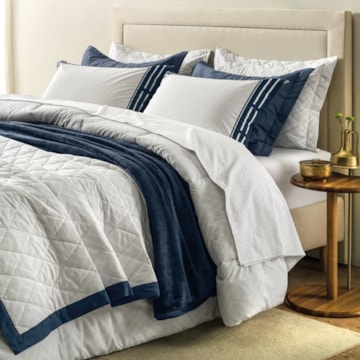 Kit Cobre-Leito Colcha Queen Karsten Barcelos Dupla Face 100% Algodão Percal 200 Fios c/ Porta Travesseiro (3 Peças)