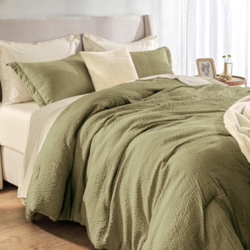 Kit Cobre-Leito Colcha Queen Karsten Baumann Texturizado Listrado c/ Porta Travesseiro (3 Peças)