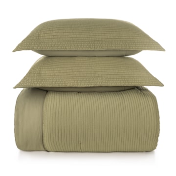 Kit Cobre-Leito Colcha Queen Karsten Baumann Texturizado Listrado c/ Porta Travesseiro (3 Peças)