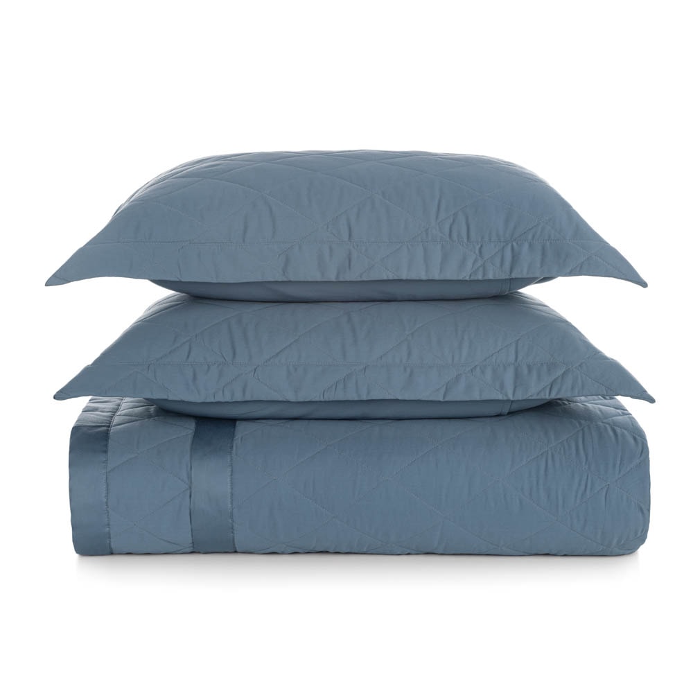 Kit Cobre-Leito Colcha Queen Karsten Bossa Dupla Face 100% Algodão Egípcio Cetim 300 Fios c/ Porta Travesseiro (3 Peças)