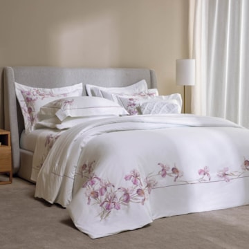 Kit Cobre-Leito Colcha Queen Trussardi Le Iris 100% Algodão Egípcio Cetim 300 Fios (3 Peças)