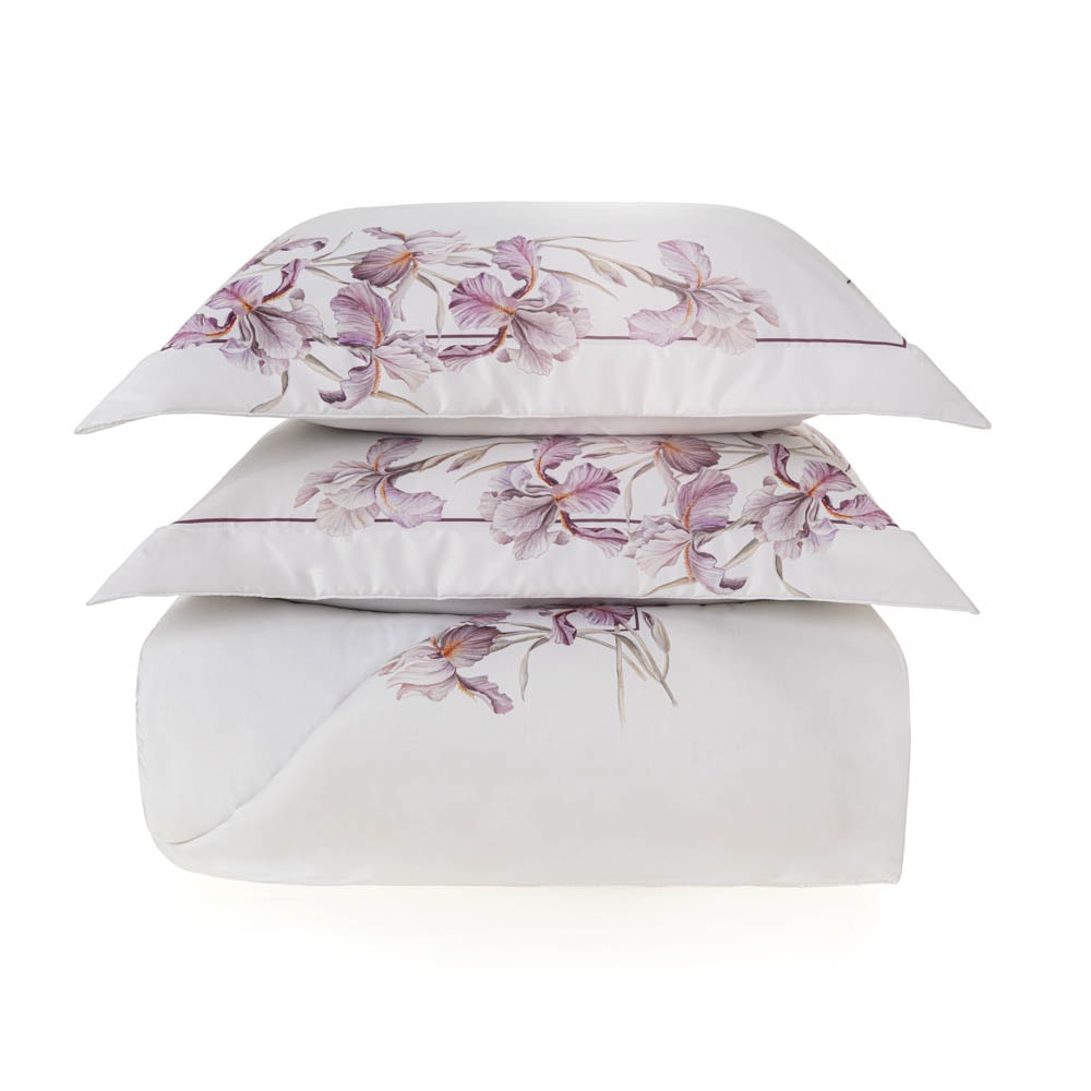 Kit Cobre-Leito Colcha Queen Trussardi Le Iris 100% Algodão Egípcio Cetim 300 Fios (3 Peças)