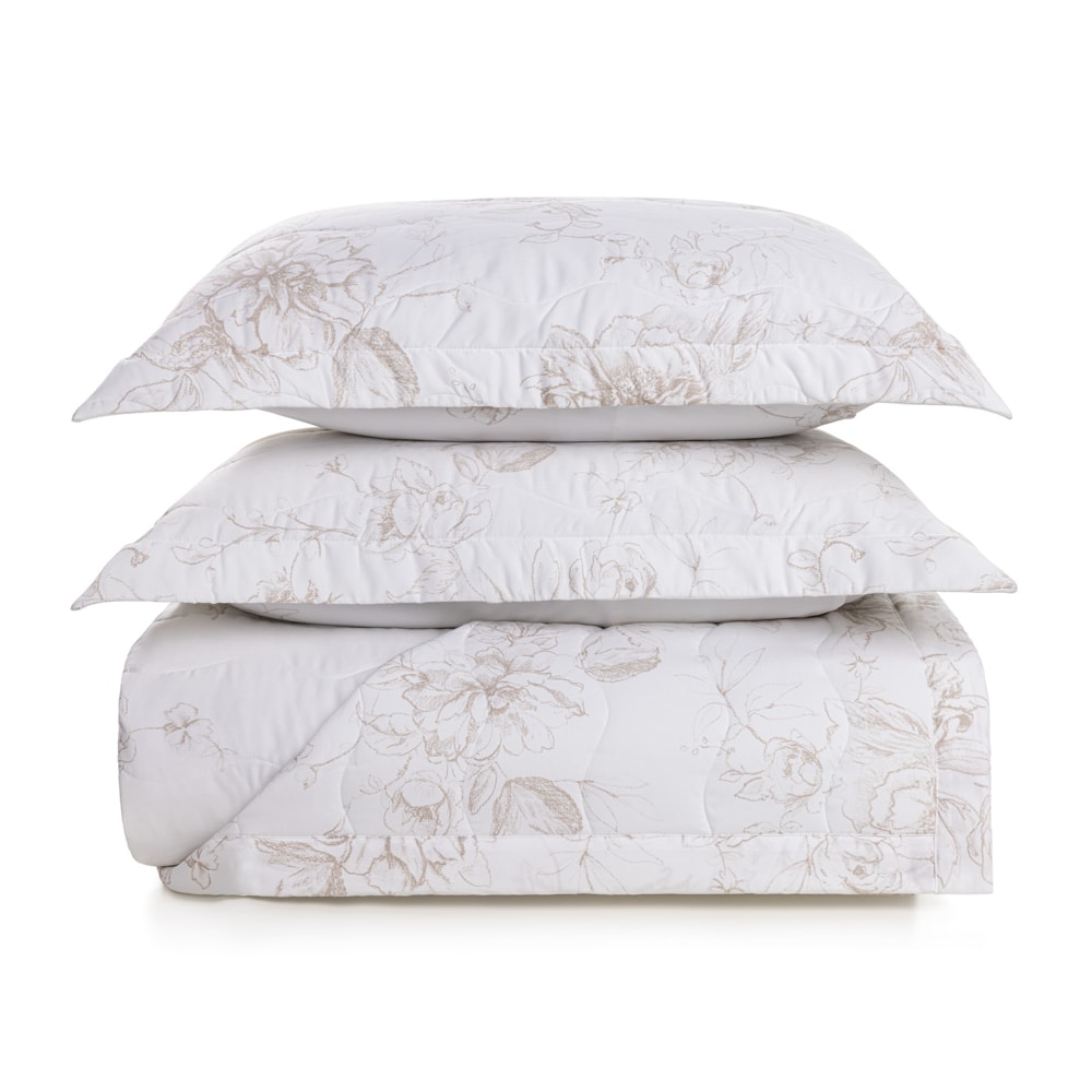 Kit Cobre-Leito Colcha Queen Trussardi Madonnari 100% Algodão Egípcio Cetim 300 Fios (3 Peças)