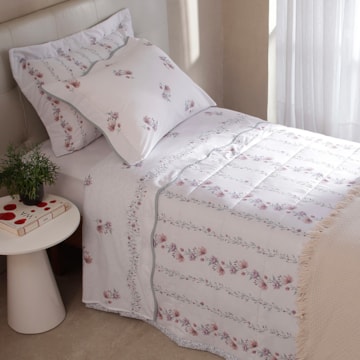 Kit Cobre-Leito Colcha Solteiro Buddemeyer Gran Percal Donna 100% Algodão 200 Fios (2 Peças)