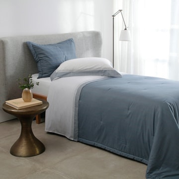 Kit Cobre-Leito Colcha Solteiro Buddemeyer Percalle Milano Dupla Face 100% Algodão Fio Penteado 180 Fios (2 Peças)