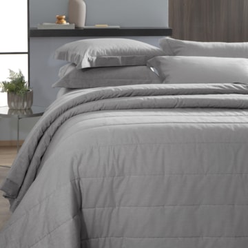 Kit Cobre-Leito Colcha Solteiro Kacyumara Chambret 100% Algodão Percal 200 Fios (2 Peças)