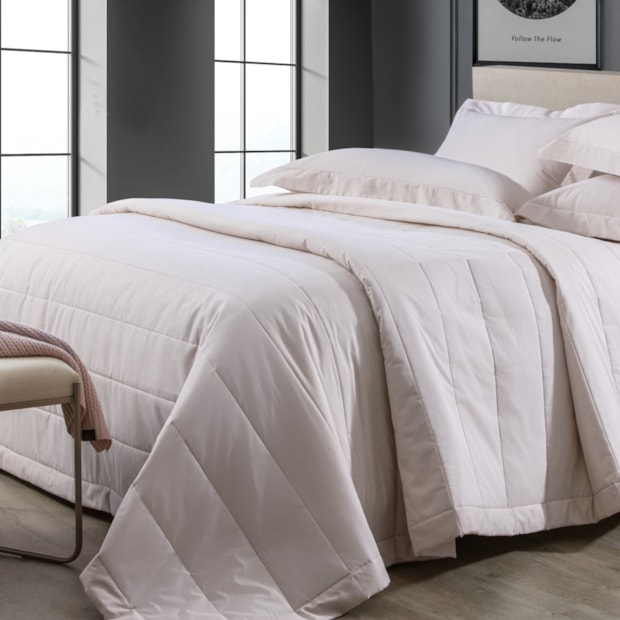 Kit Cobre-Leito Colcha Solteiro Kacyumara Chambret 100% Algodão Percal 200 Fios (2 Peças)