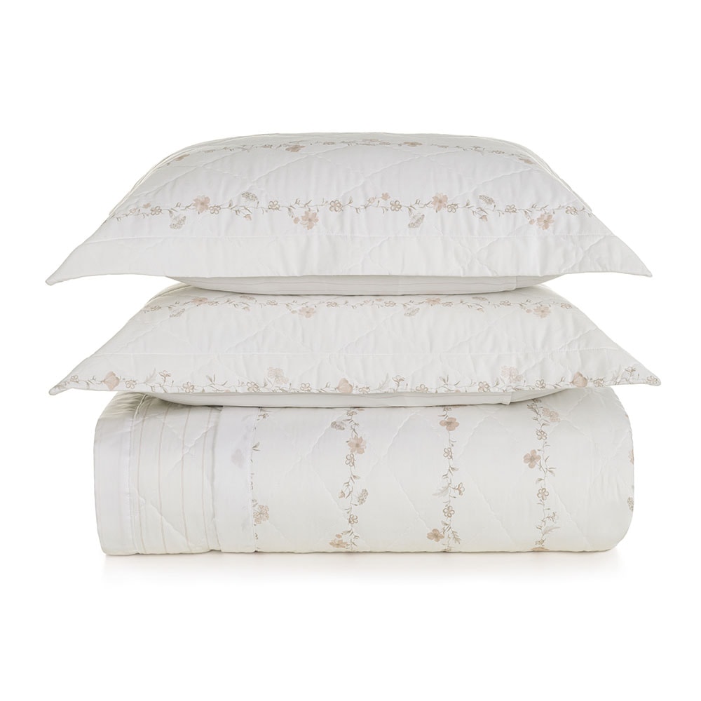 Kit Cobre-Leito Queen Karsten Martina Dupla Face 100% Algodão Egípcio Cetim 300 Fios c/ Porta Travesseiro (3 Peças)