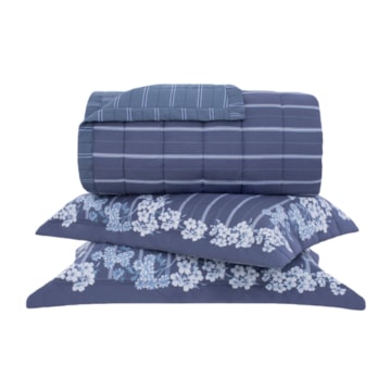 Kit Colcha Casal Buddemeyer Percalle Annie Dupla Face 100% Algodão Fio Penteado 180 Fios (3 Peças)