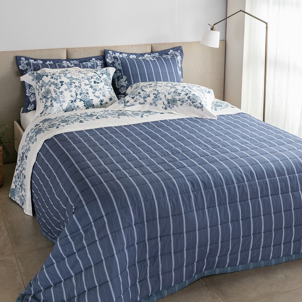 Kit Colcha Casal Buddemeyer Percalle Annie Dupla Face 100% Algodão Fio Penteado 180 Fios (3 Peças)