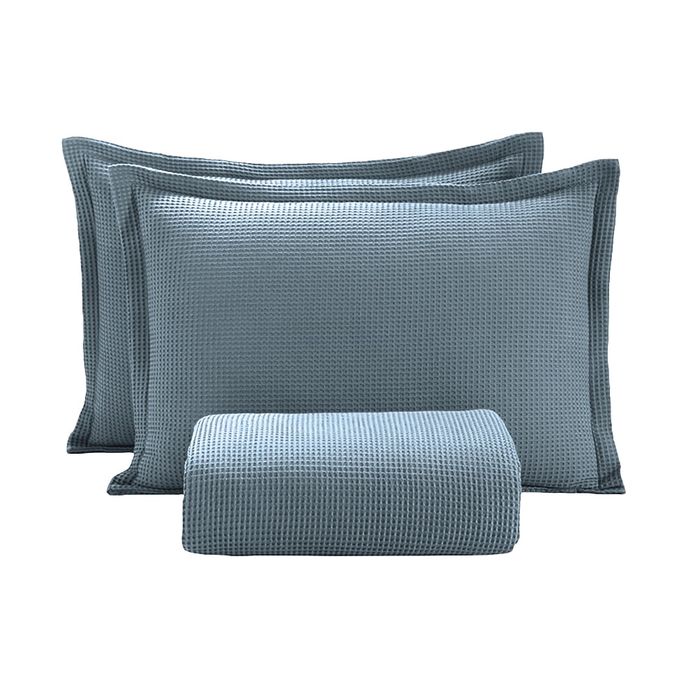 Kit Colcha Casal Dohler Piquet AM-1558 Liso 100% Algodão (3 Peças)