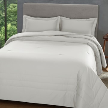 Kit Colcha Casal Kacyumara Casa K Confort Montez Liso 100% Algodão Egípcio Cetim 300 Fios (3 Peças)