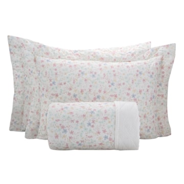 Kit Colcha Casal Kacyumara Casa K Vintage Alora Dupla Face 100% Algodão Egípcio Percal 200 Fios (3 Peças)