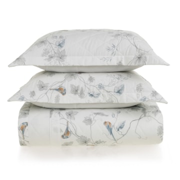 Kit Colcha Casal Karsten Videira Dupla Face 100% Algodão Egípcio Cetim 300 Fios c/ Porta Travesseiro (3 Peças)