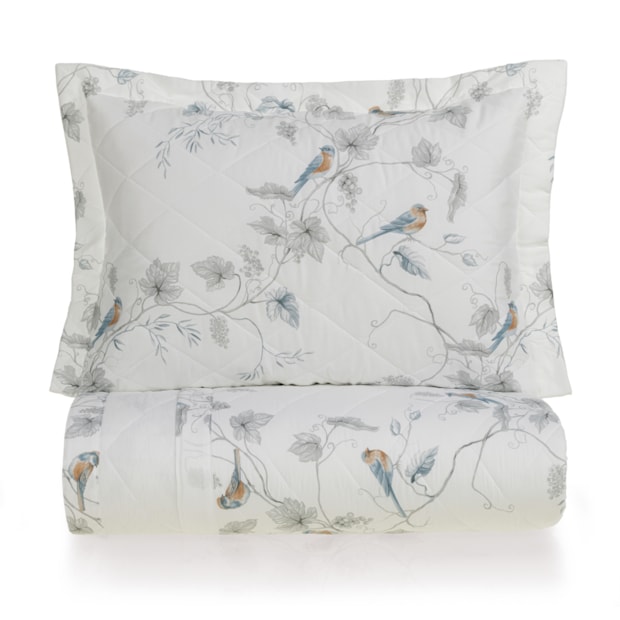 Kit Colcha Casal Karsten Videira Dupla Face 100% Algodão Egípcio Cetim 300 Fios c/ Porta Travesseiro (3 Peças)