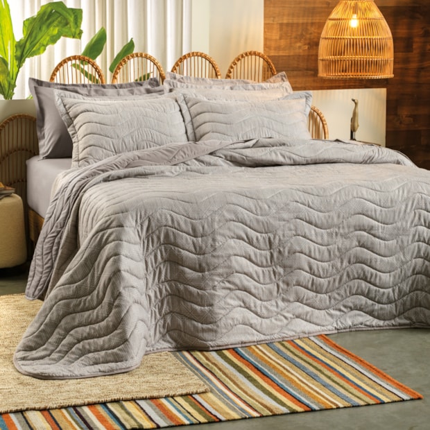 Kit Colcha Cobre-Leito Casal Altenburg Reflexo Toque Acetinado (3 Peças)