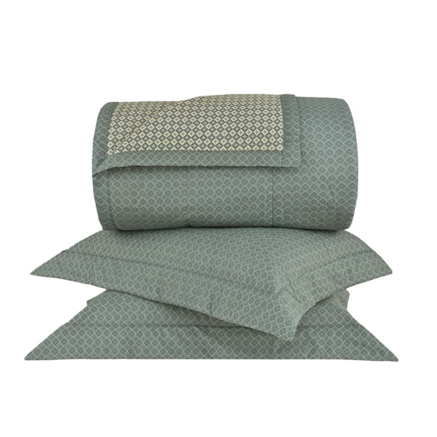 Kit Colcha Cobre-Leito Casal Buddemeyer Gran Percal Bellagio Dupla Face 100% Algodão 200 Fios (3 Peças)