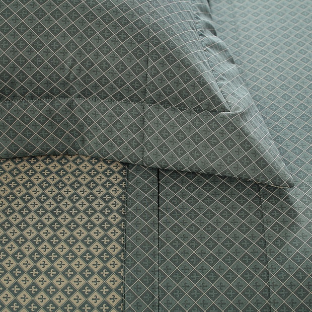 Kit Colcha Cobre-Leito Casal Buddemeyer Gran Percal Bellagio Dupla Face 100% Algodão 200 Fios (3 Peças)