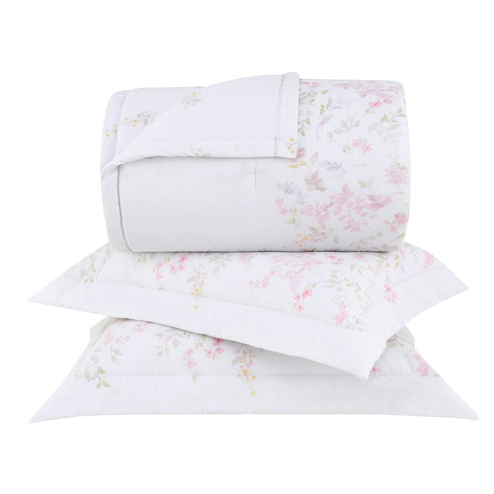 Kit Colcha Cobre-Leito Casal Buddemeyer Gran Percal Dolce Dupla Face 100% Algodão 200 Fios (3 Peças)